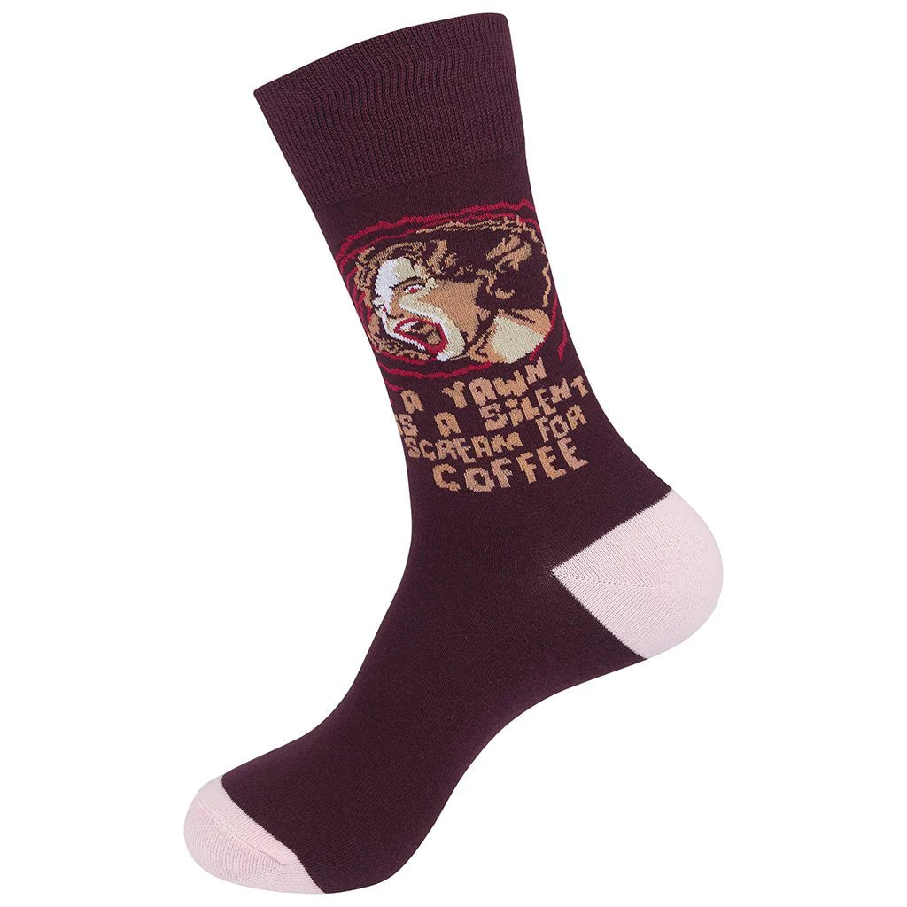 A Yawn Is a Silent Scream For Coffee Socks
