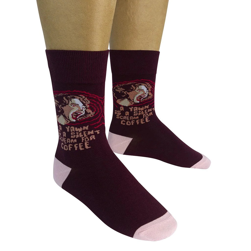 A Yawn Is a Silent Scream For Coffee Socks