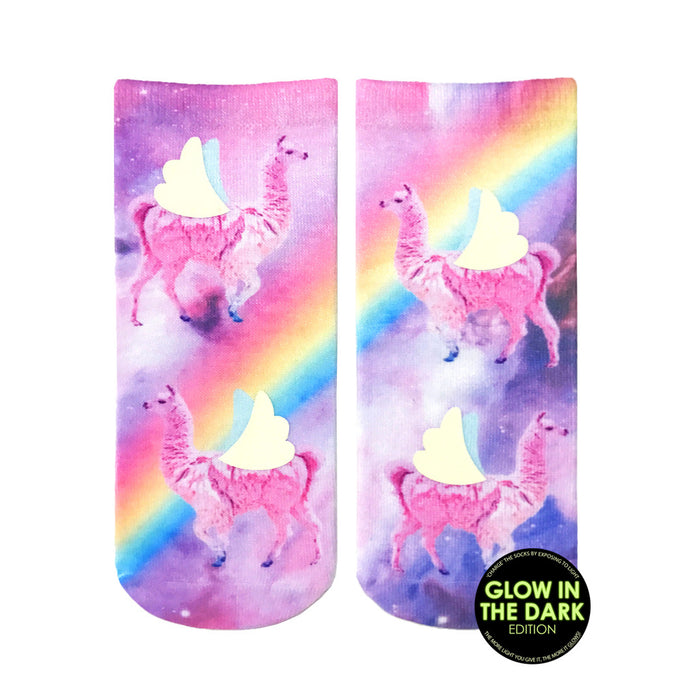 Rainbow Llamas Glow Ankle