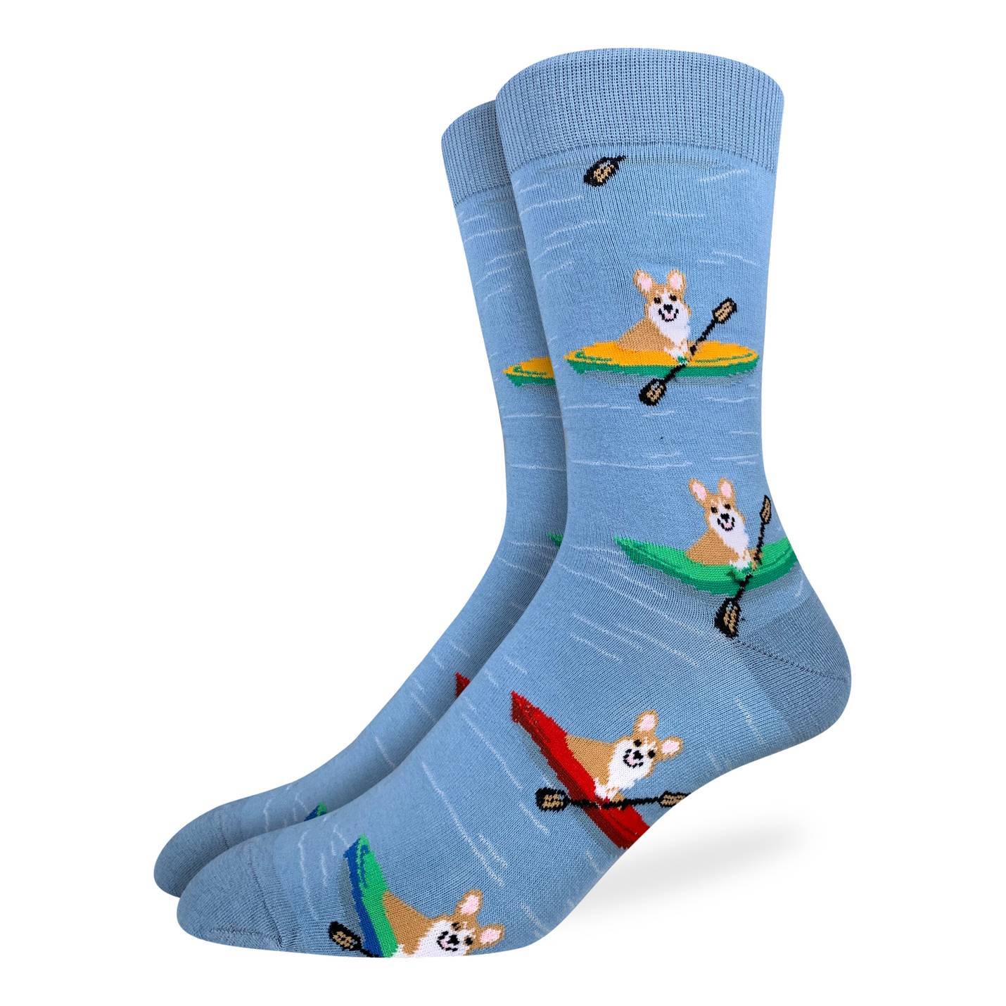 Men's King Size Corgi Kayaking Socks