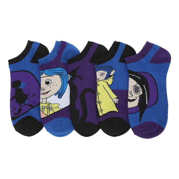Coraline Characters 5 Pair Ankle Socks