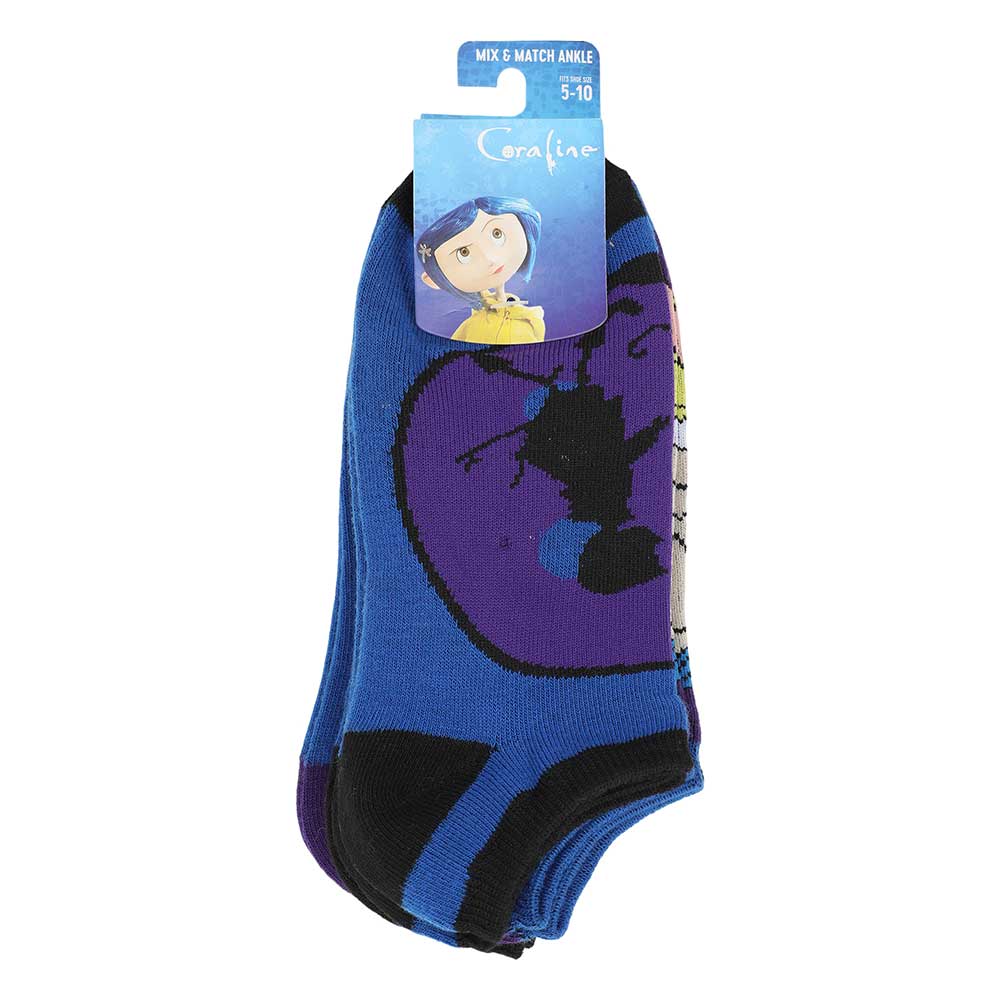 Coraline Characters 5 Pair Ankle Socks