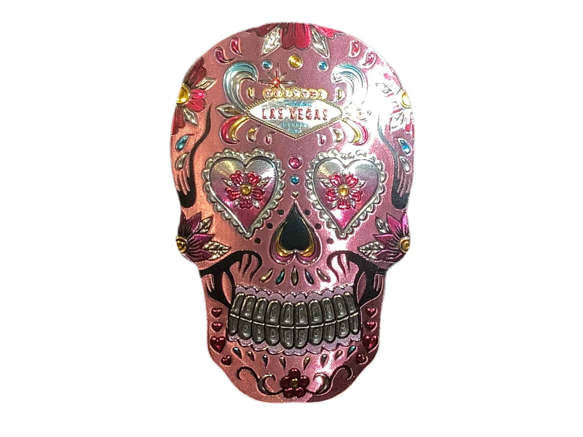 Pink Foil Skull Magnet