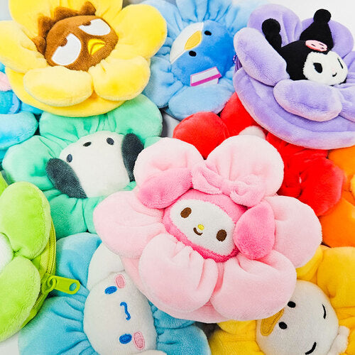 Sanrio Characters Flower Plush Purse Keychain