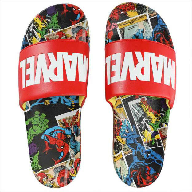 Marvel Logo And Comic Art Athletic Slides