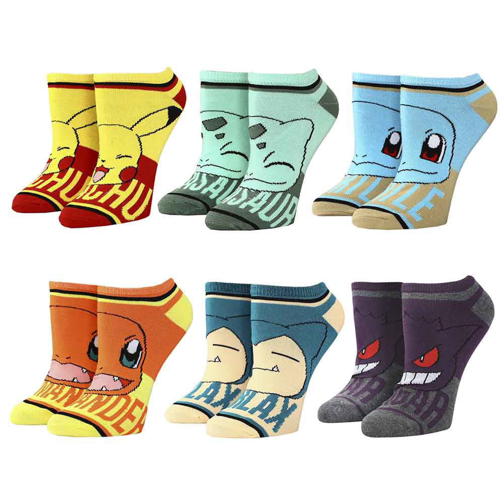 Pokemon Character Names 6 Pack Ankle Socks