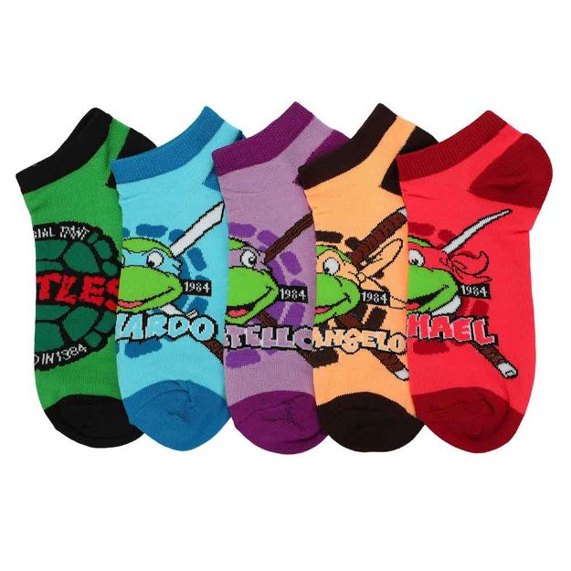 Teenage Mutant Ninja Turtle Retro Characters 5 Pair Ankle Socks