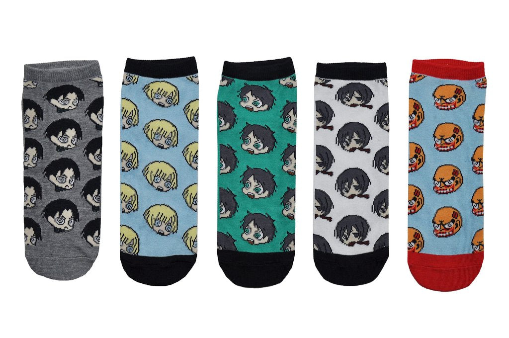 Attack on Titan Chibi 5 Pair Pack of Lowcut Socks