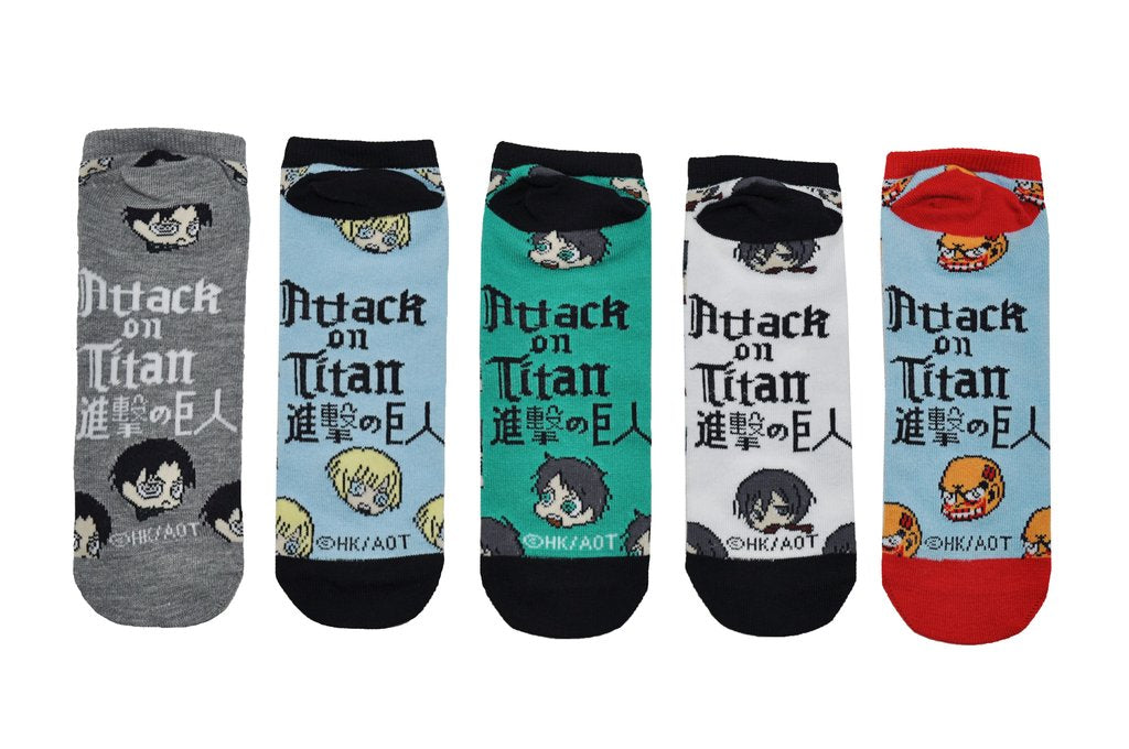 Attack on Titan Chibi 5 Pair Pack of Lowcut Socks