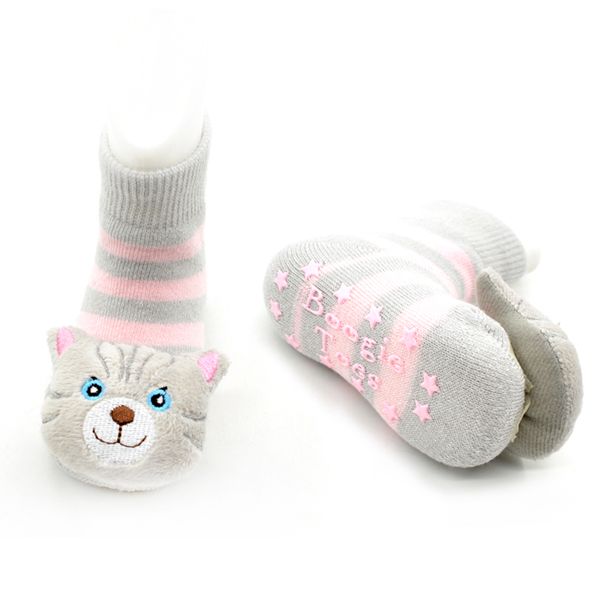 Gray Cat Boogie Toes Rattle Sock